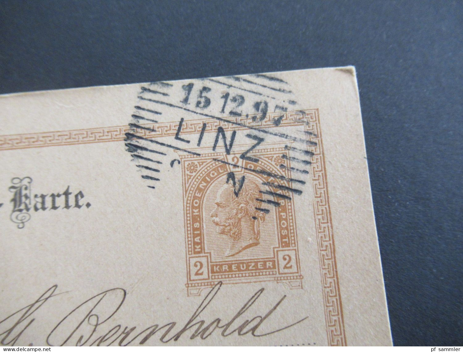 1897 Österreich GA 2 Kreuzer Mit Strichstempel Linz Nach Salzburg Mit K1 Ank. Stempel Salzburg Stadt - Cartoline