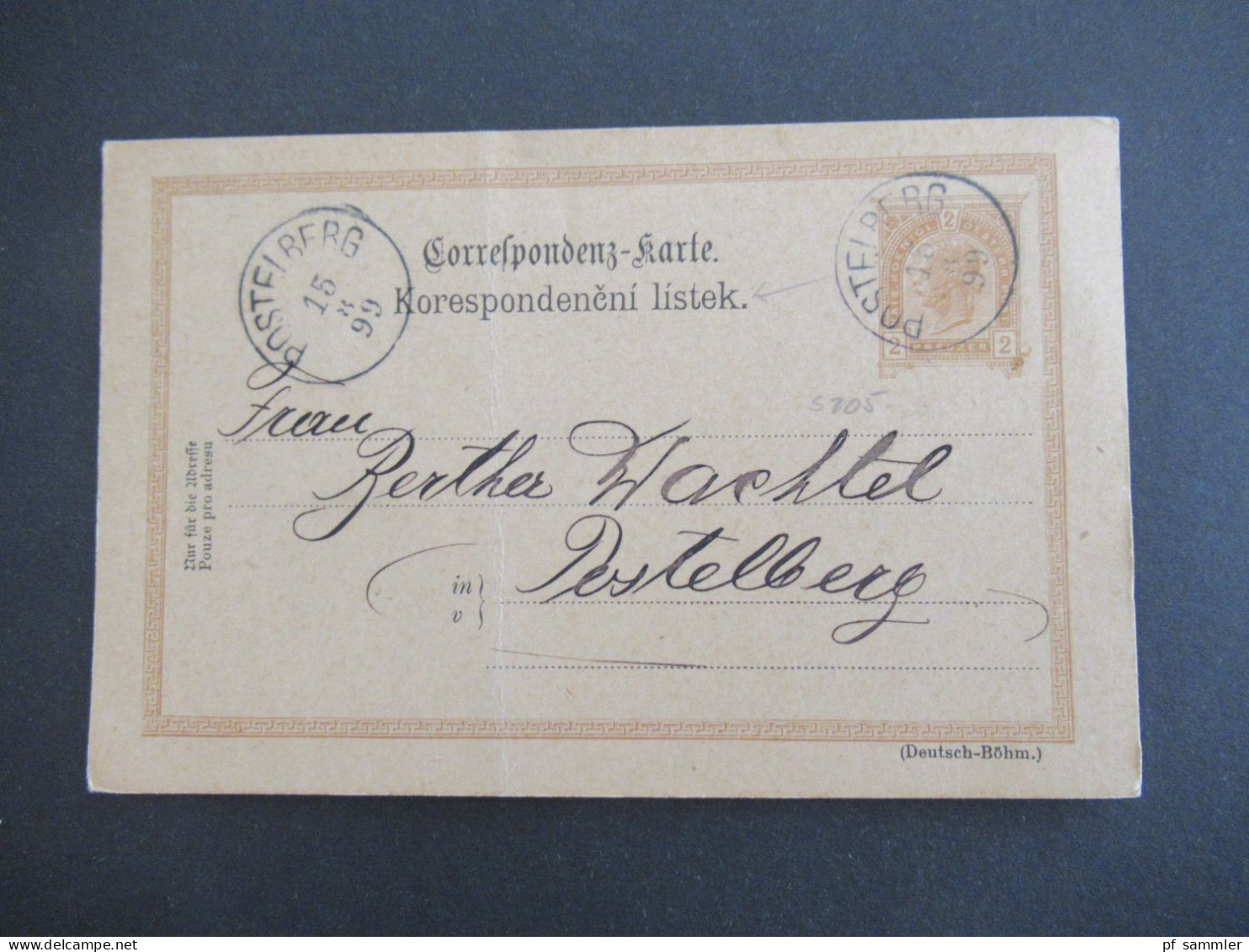 1899 Österreich / Tschechien GA 2 Kreuzer (Deutsch - Böhm.) Mit 2x Stempel K1 Postelberg Heute Postoloprty Als Orts PK - Cartoline