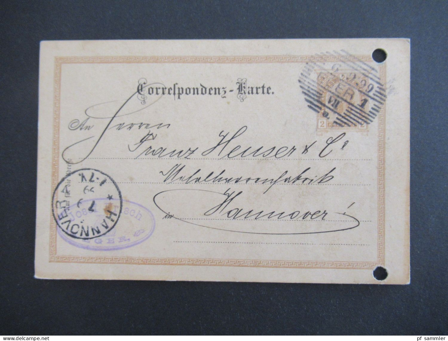 1899 Österreich / Tschechien GA 2 Kreuzer Mit Strichstempel Eger 1 Nach Hannover Mit Ank. Stempel - Postcards