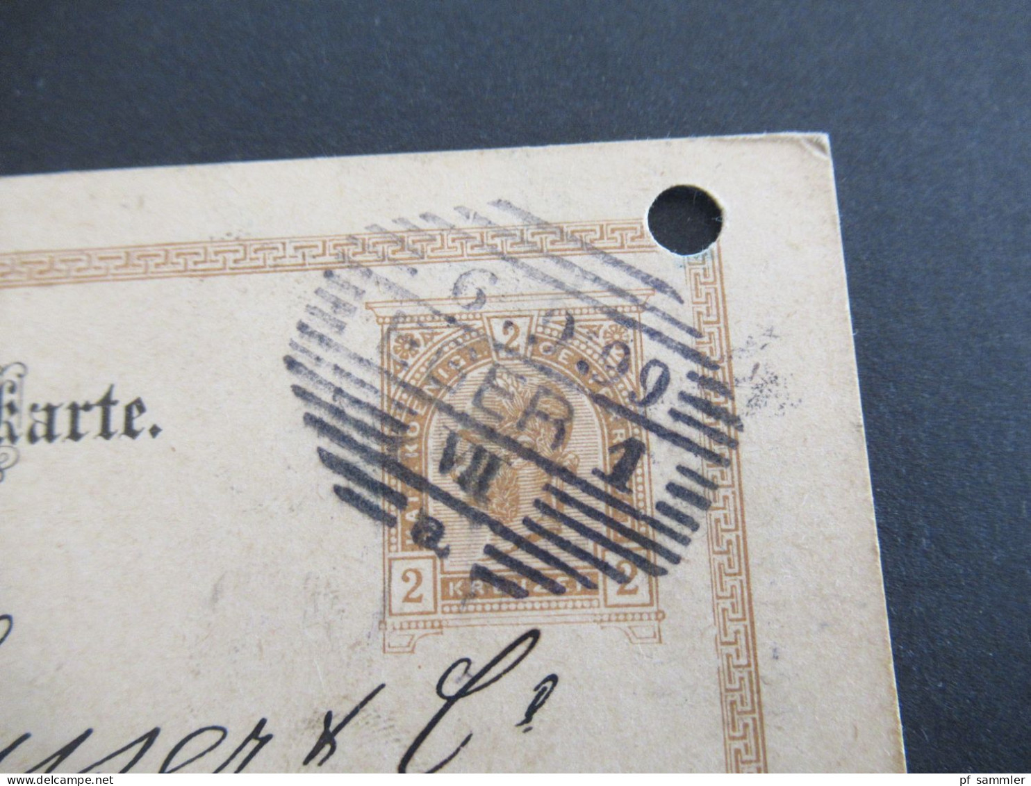 1899 Österreich / Tschechien GA 2 Kreuzer Mit Strichstempel Eger 1 Nach Hannover Mit Ank. Stempel - Postkarten