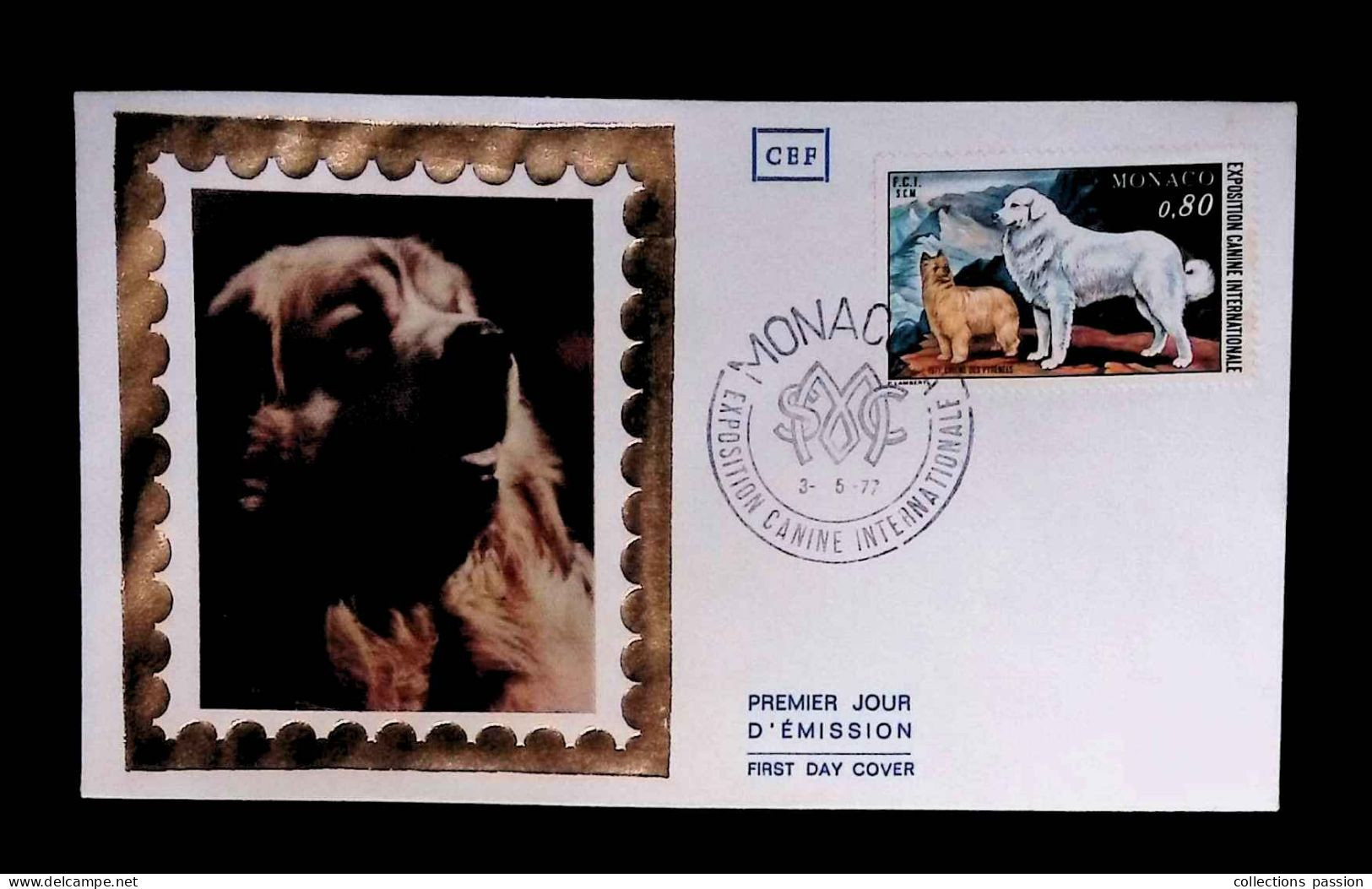 CL, FDC, 1 Er Jour, Monaco-A, 3-5 77, Exposition Canine Internationale, CEF - FDC