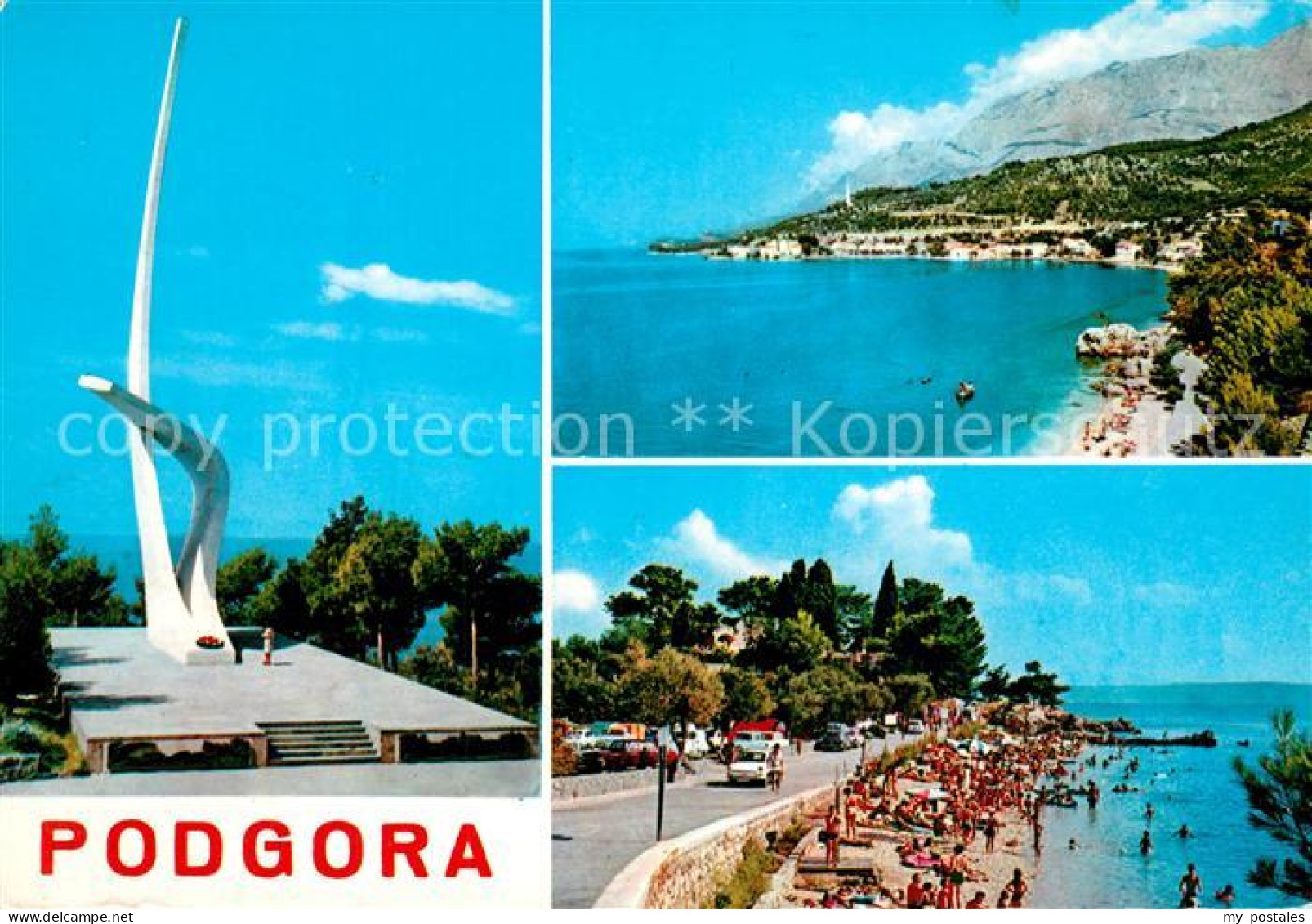 73211231 Podgora Panorama Kueste Strand Denkmal Galebova Krila Podgora - Croatie