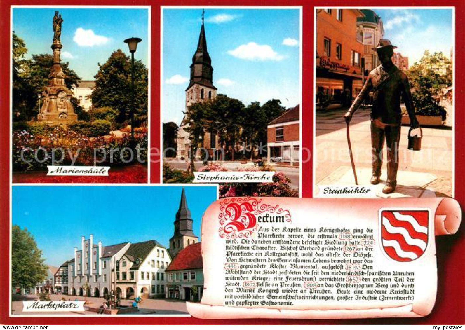 73210378 Beckum Westfalen Mariensaeule Stephaniuskirche Steinkuehler Marktplatz  - Beckum