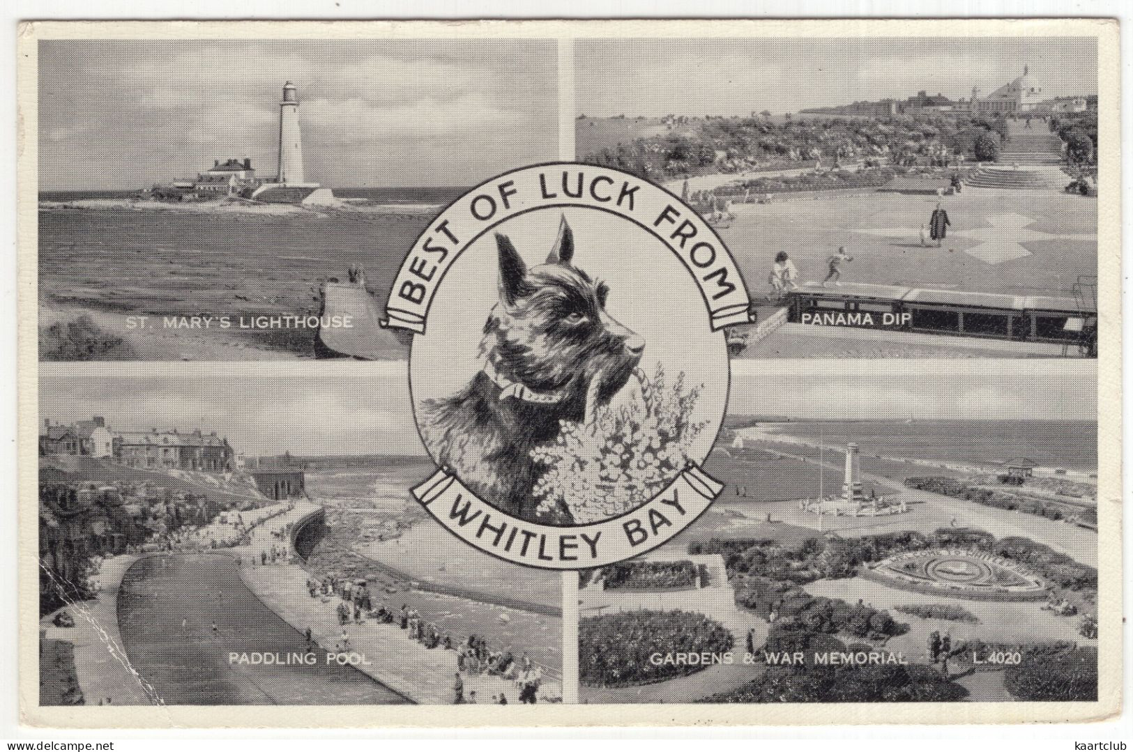 Best Of Luck From Whitley Bay: St. Mary's Lighthouse, Panama Dip, Paddling Pool, War Memorial - (England, U.K.) - 1961 - Sonstige & Ohne Zuordnung