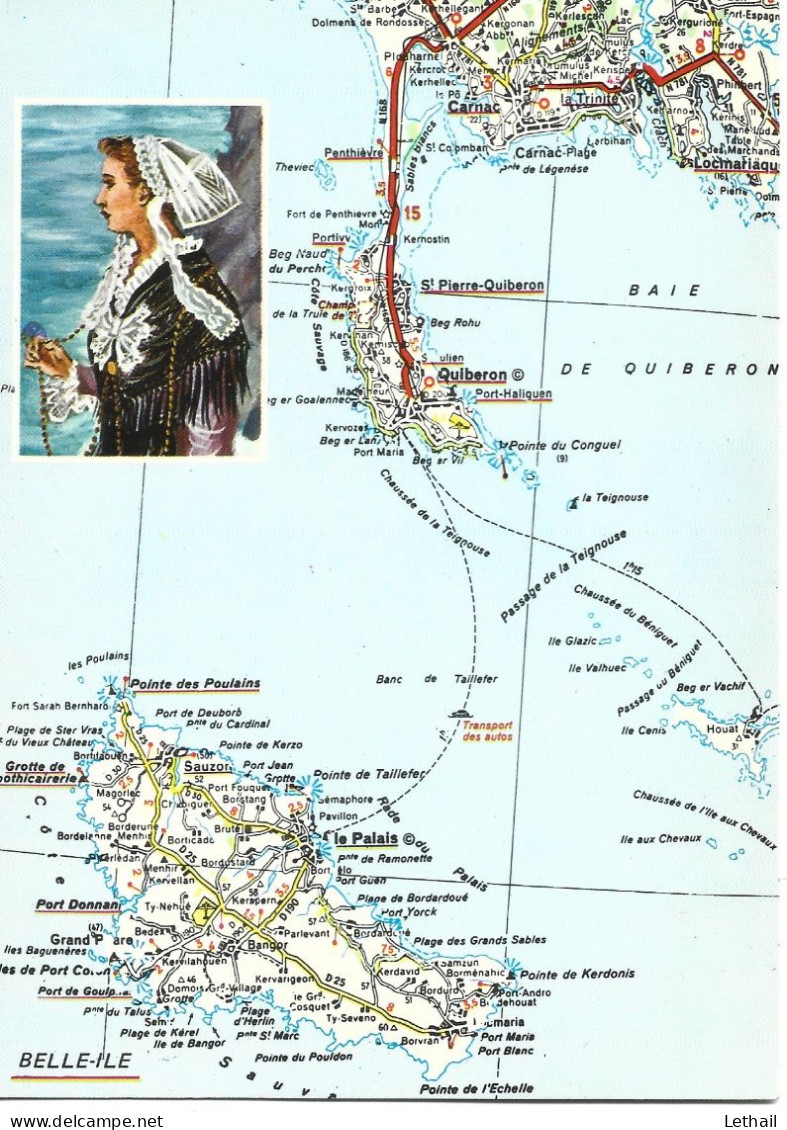Ref (  18816  )   La Presqu Ile De Quiberon Et Belle Ile - Carte Geografiche