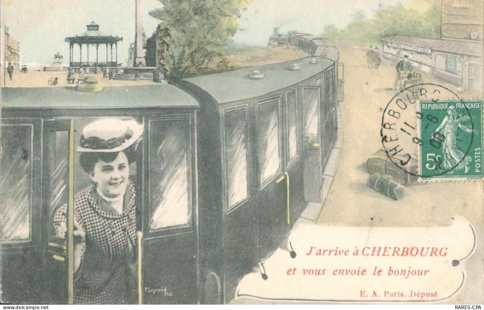 50 CHERBOURG - J'arrive à CHERBOURG Et Vous Envoie Le Bonjour  -  TTB - Cherbourg