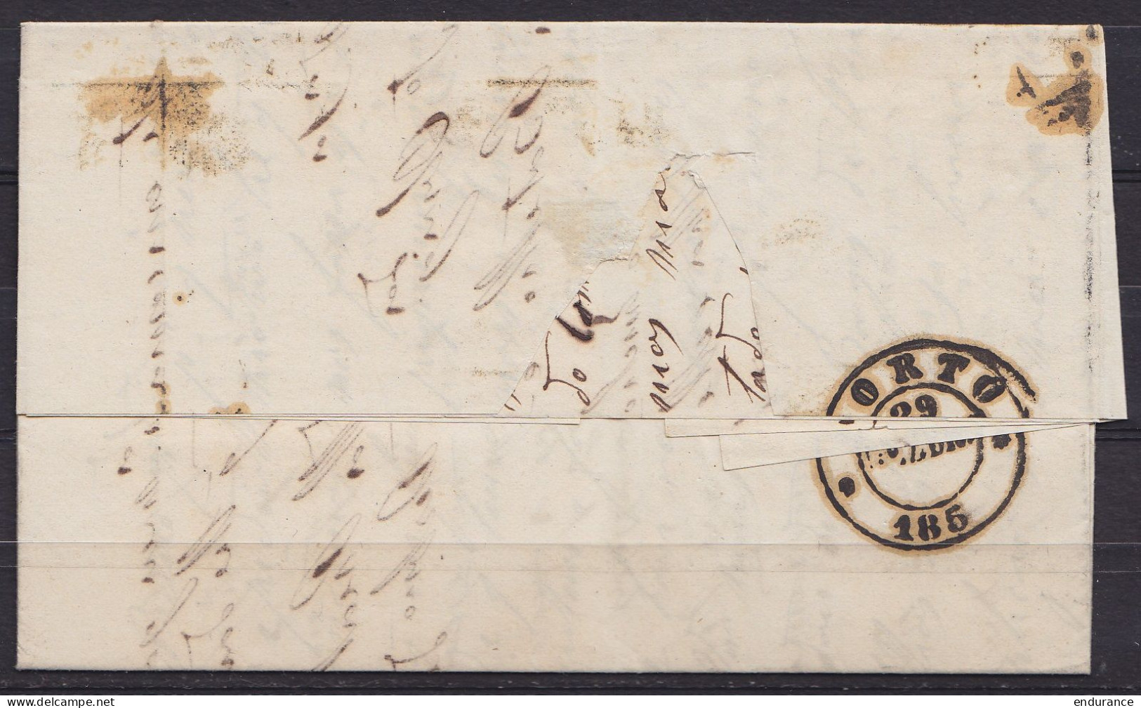 Portugal - L. Datée 27 Décembre 1856 De VILLA REAL Affr. 25r Pour PORTO - Voir Scans (au Dos: Càd PORTO /29 DEZ 1856) - Briefe U. Dokumente