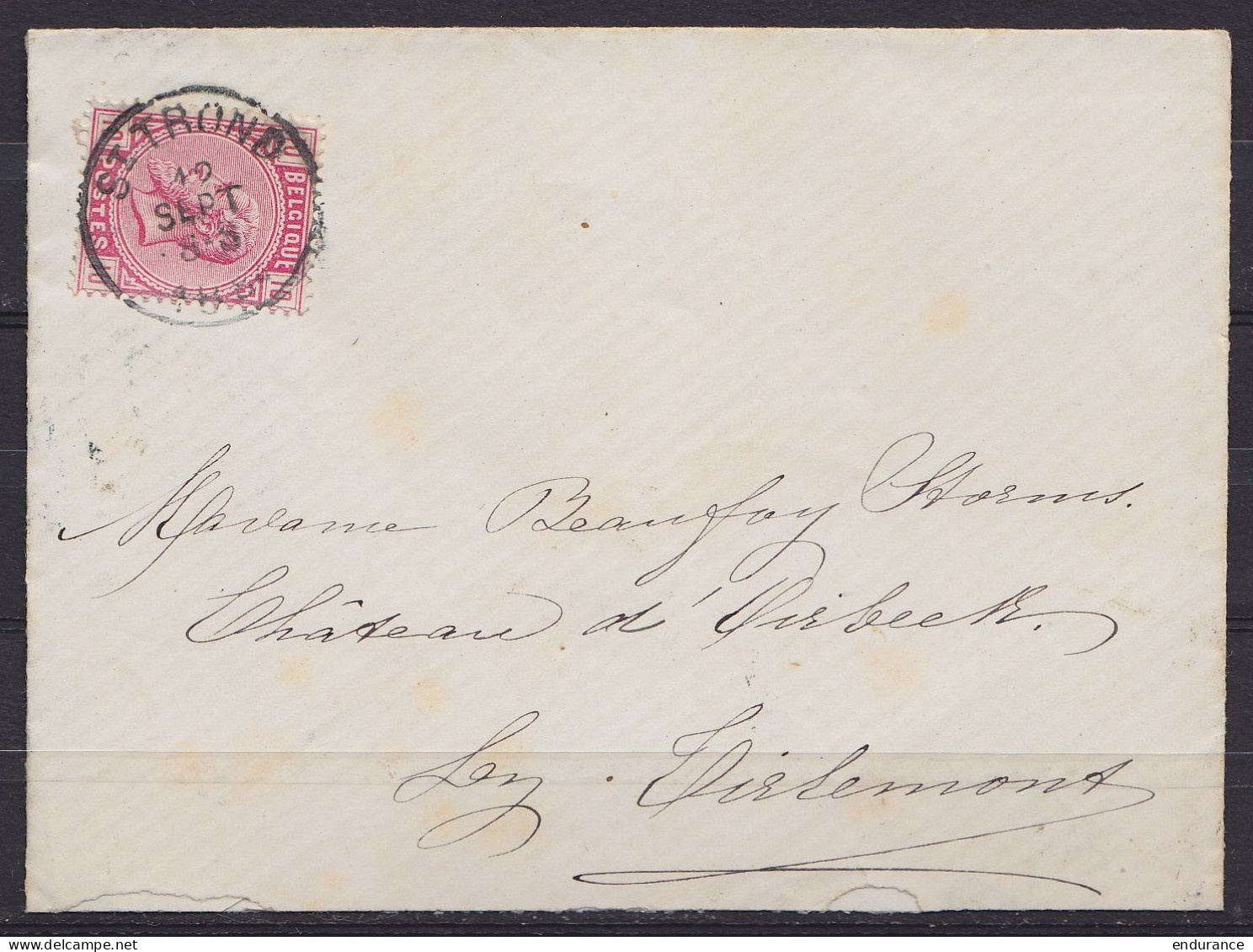 L. Affr. N°38 Càd ST-TROND /12 SEPT 1884 Pour Château D'Oirbeek Lez TIRLEMONT (au Dos: Càd TIRLEMONT) - 1883 Leopold II