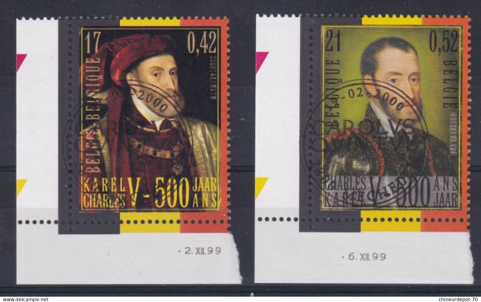 CHARLES V KAREL 2000 BDF BORD DE FEUILLE - Dated Corners