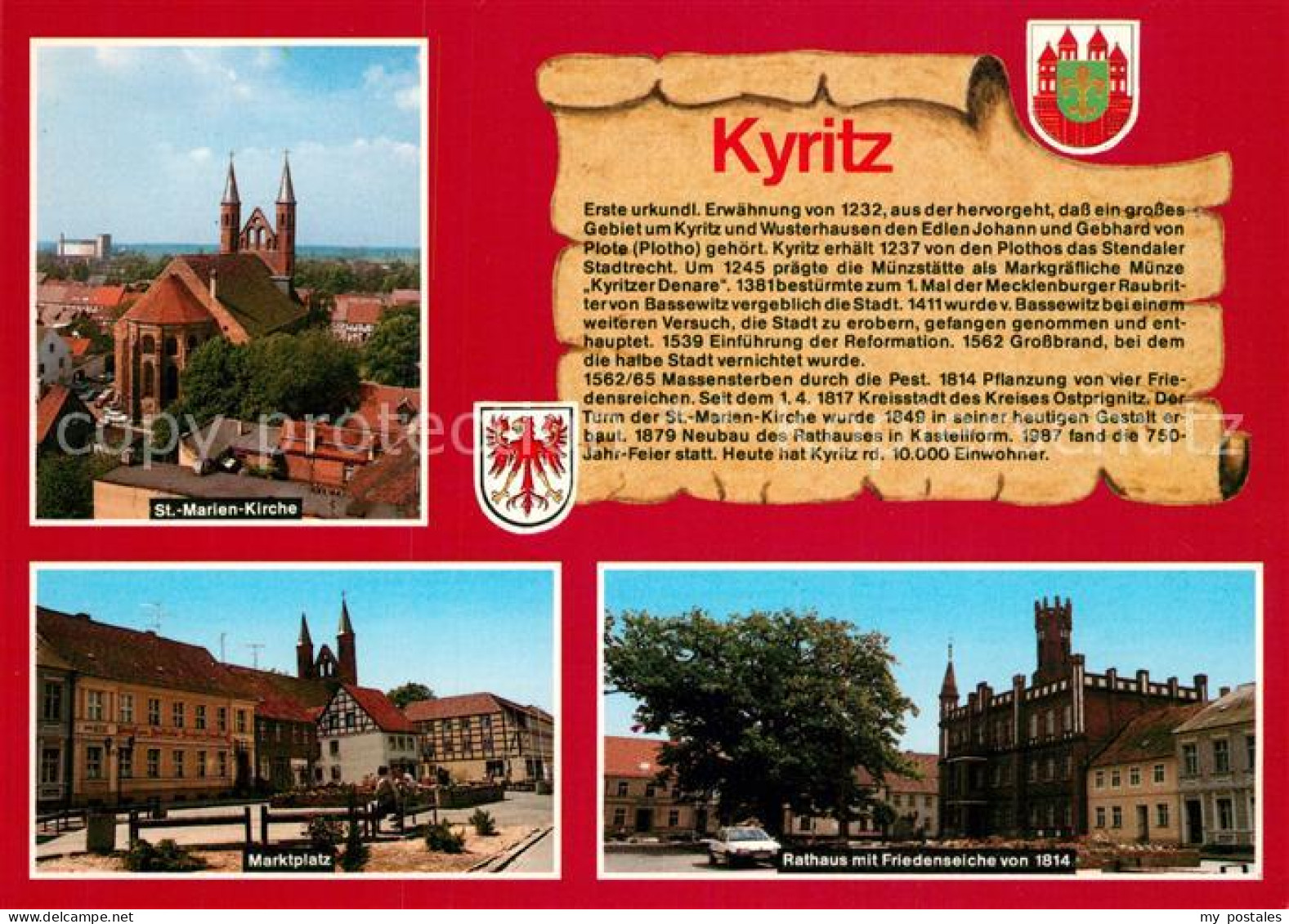 73208997 Kyritz Brandenburg St Marien Kirche Marktplatz Rathaus Mit Friedenseich - Kyritz
