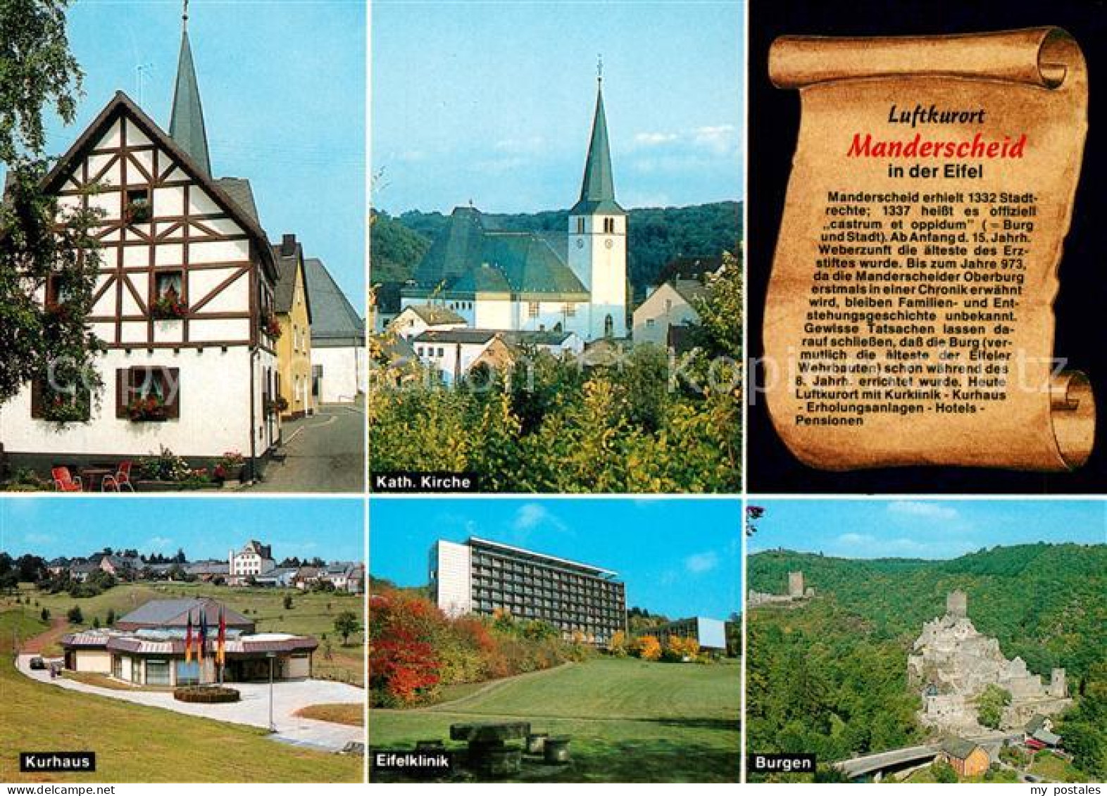 73208976 Manderscheid Eifel Fachwerkhaus Kath Kirche Kurhaus Eifelklinik Burgen  - Manderscheid