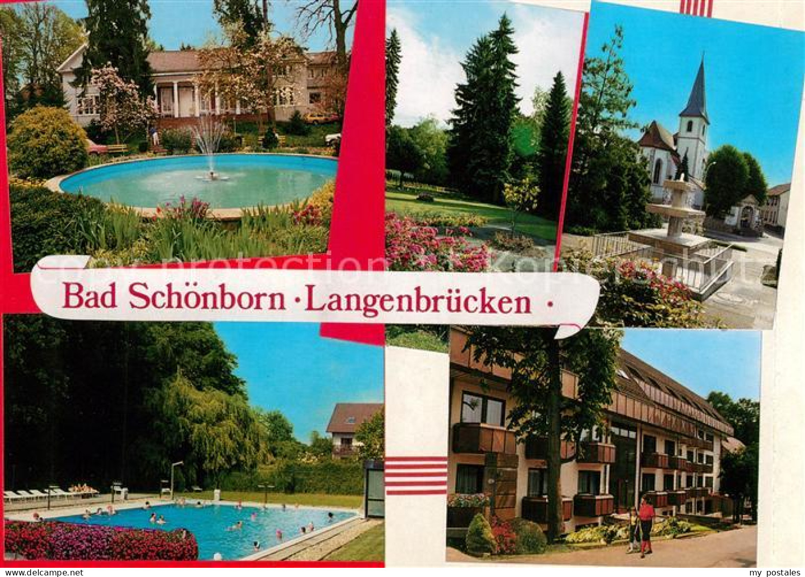 73208611 Langenbruecken Bad Schoenborn Kirche Brunnen Schwimmbad Langenbruecken  - Bad Schoenborn