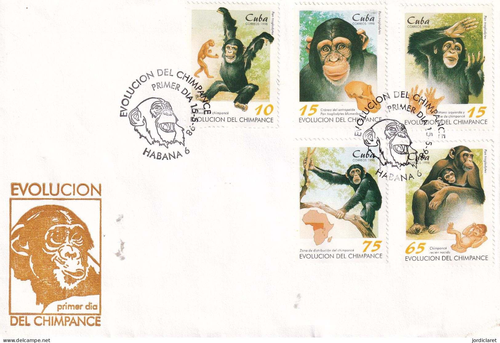 FDC  CUBA  1992 - Chimpancés