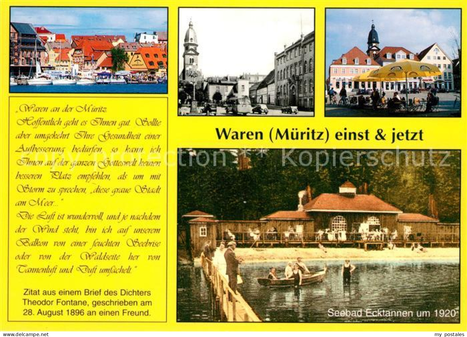 73208375 Waren Mueritz Seebad Ecktannen 1920 Hafen Marktplatz Kirche Waren Mueri - Waren (Müritz)