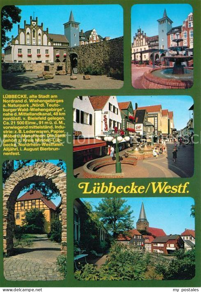 73208034 Luebbecke Westfalen Schloss Brunnen Fussgaengerzone Steintor Kirche Lue - Luebbecke