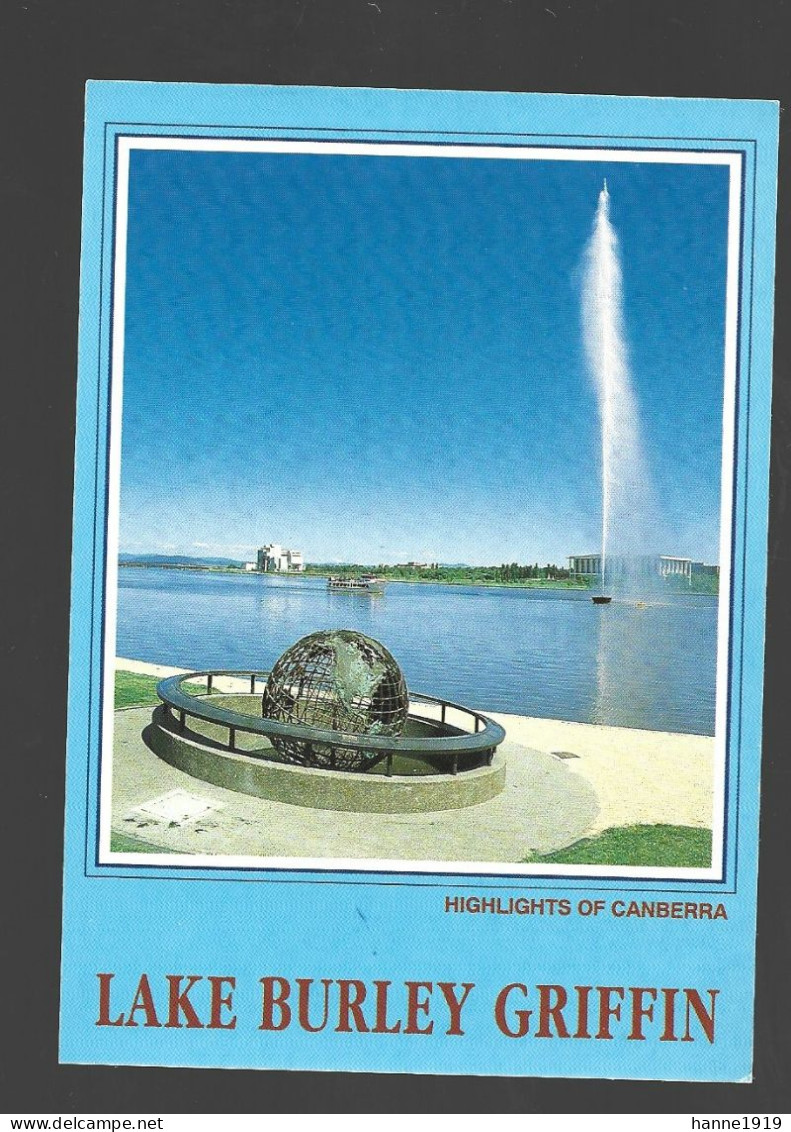Canberra Lak Burley Griffin View Of Captain Cook Water Jet Photo Card Australia Htje - Canberra (ACT)