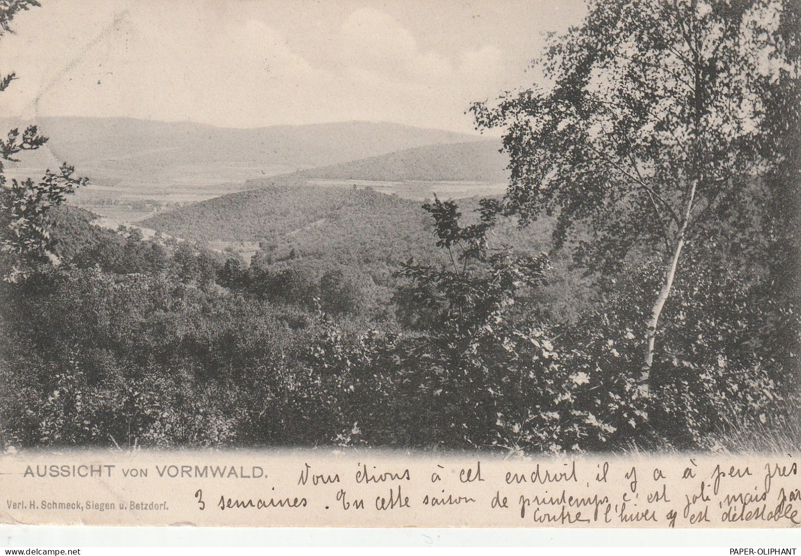 5912 HILCHENBACH - VORMWALD, Aussicht Von Vormwald, 1912 - Hilchenbach