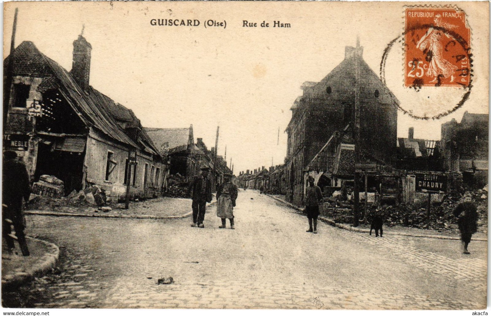 CPA Guiscard Rue De Ham Guerre (1187039) - Guiscard