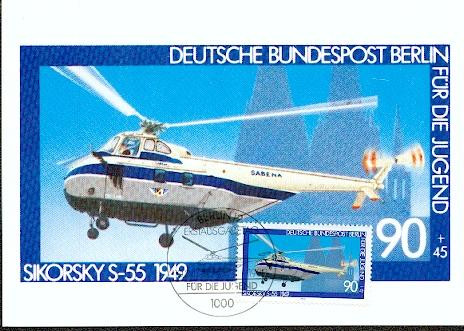 ALLEMAGNE BERLIN CARTE MAXIMUM NUM YVERT 581 HELICO SIKORSKY S-55 1949 - Cartoline Maximum