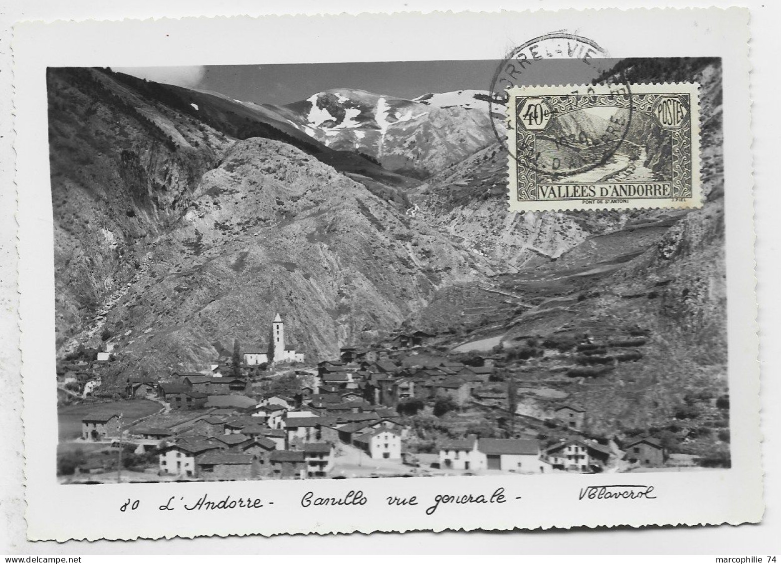ANDORRE 40C AU RECTO CARTE NON VOYAGEE CANILLO OBL ANDORRE 1939 - Cartas & Documentos