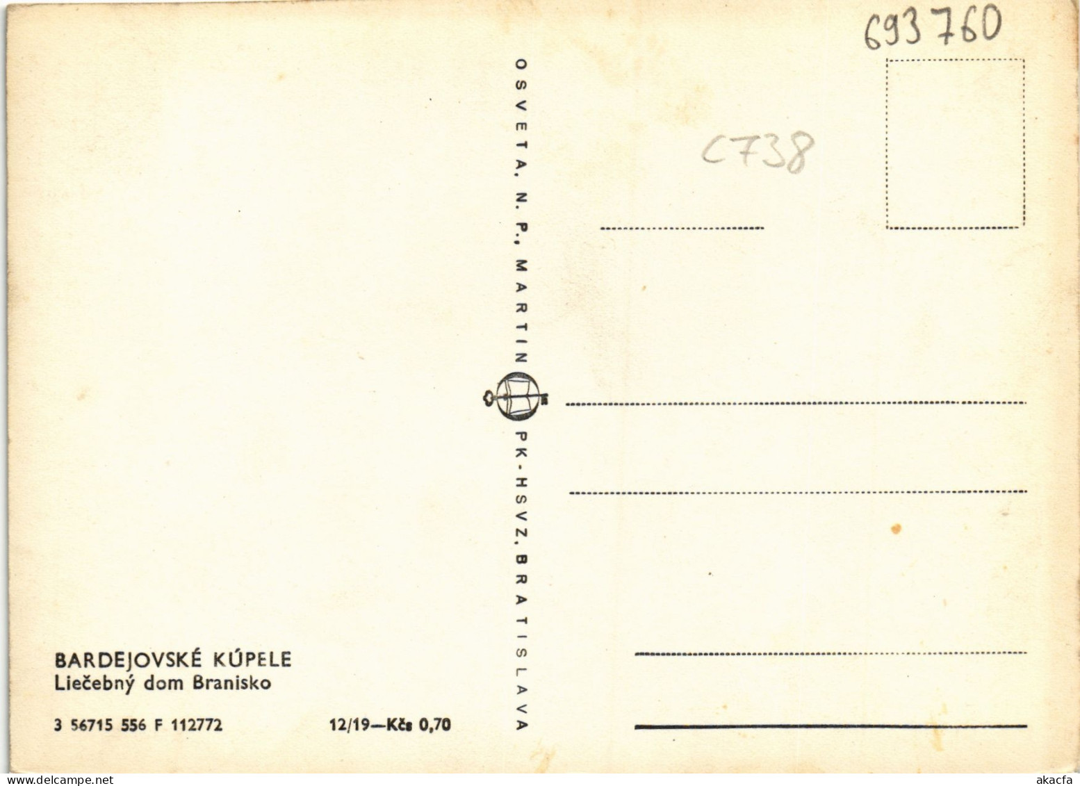 CPM AK CZECHOSLOVAKIA Bardejovské Kúpele - Liecebny Dom Branisko (693760) - Slowakei