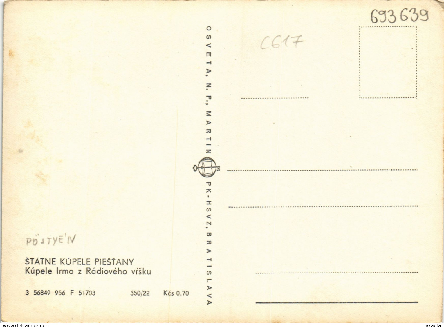 CPM AK CZECHOSLOVAKIA Statne Kupele Piestany - Kupele Irma (693639) - Slowakei