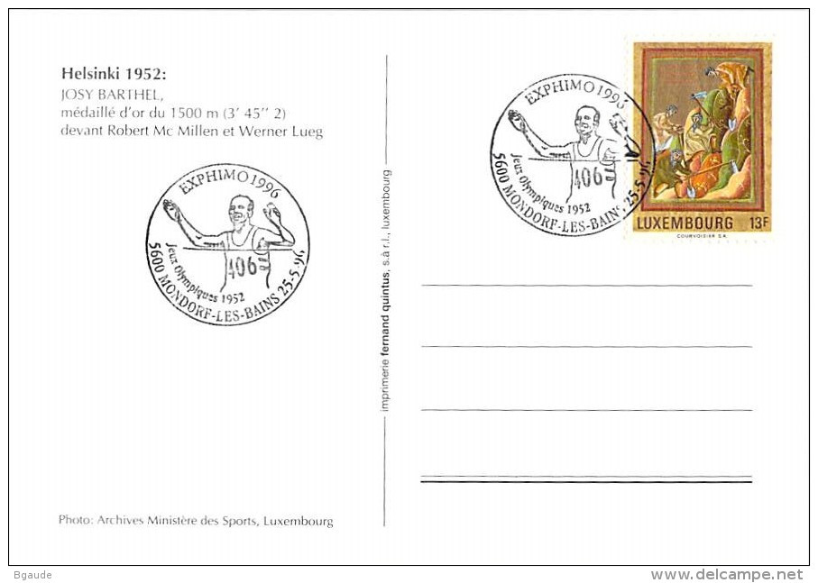 LUXEMBOURG  CARTE   PHILATELIQUE     NUM-YVERT 719 SPORT  ATHLETISME COURSE A PIEDS - Maximum Cards