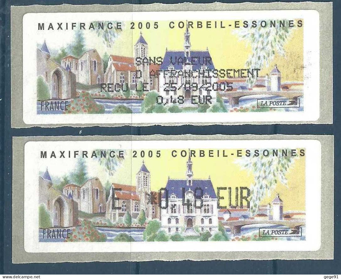 Vignette De Distributeur LISA - ATM - MaxiFrance 2005 - Corbeil Essonnes - Avec Reçu - 1999-2009 Viñetas De Franqueo Illustradas