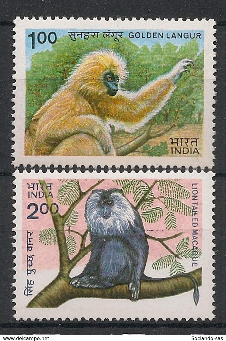 INDIA - 1983 - N°YT. 775 à 776 - Singes / Monkeys - Neuf Luxe ** / MNH / Postfrisch - Ongebruikt