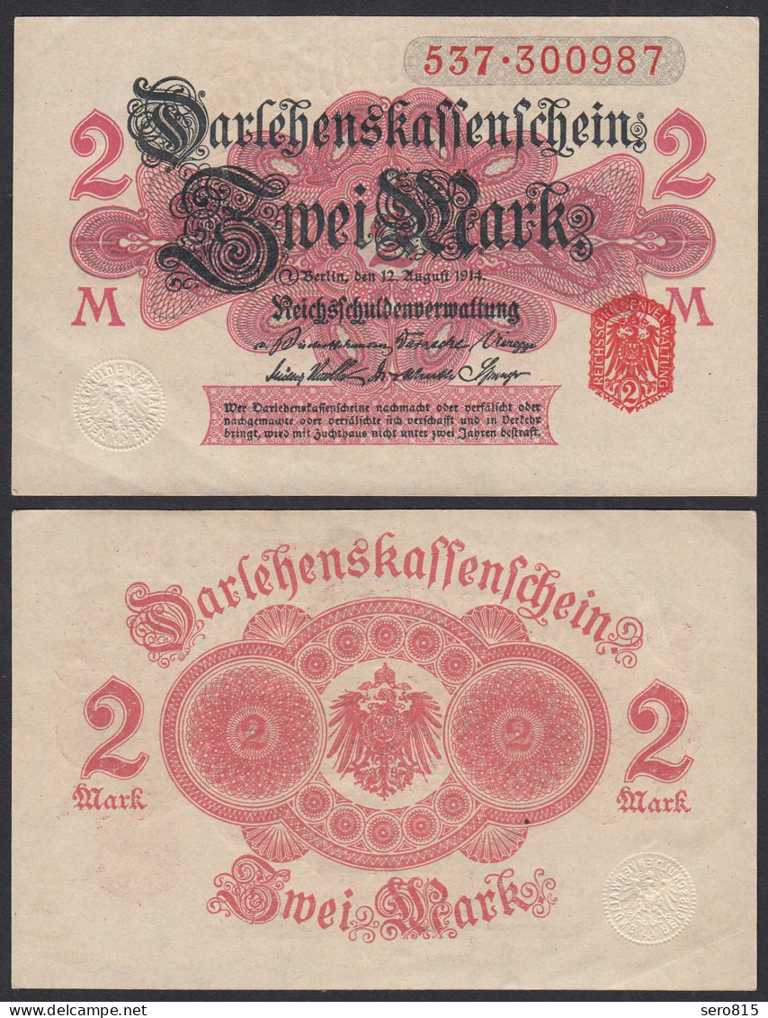 Darlehnskassenschein 2 MARK 1914 Ro 52b XF (2)   (30883 - Autres & Non Classés