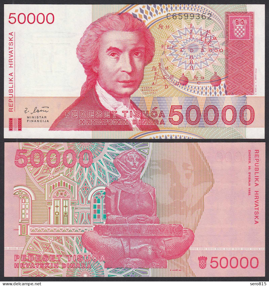 Kroatien - Croatia - 50000 50.000 Dinara 1993 Pick 26a AUNC (1-)    (30884 - Croacia