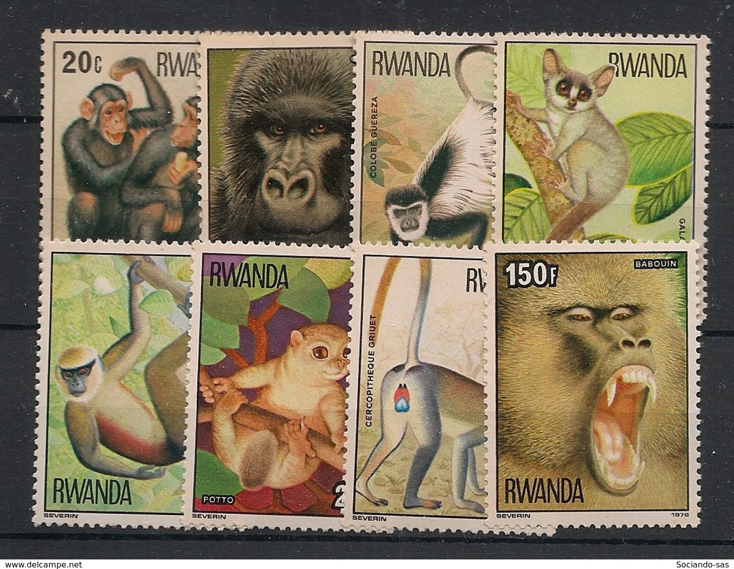 RWANDA - 1978 - N°YT. 820 à 827 - Singes - Neuf Luxe ** / MNH / Postfrisch - Monkeys