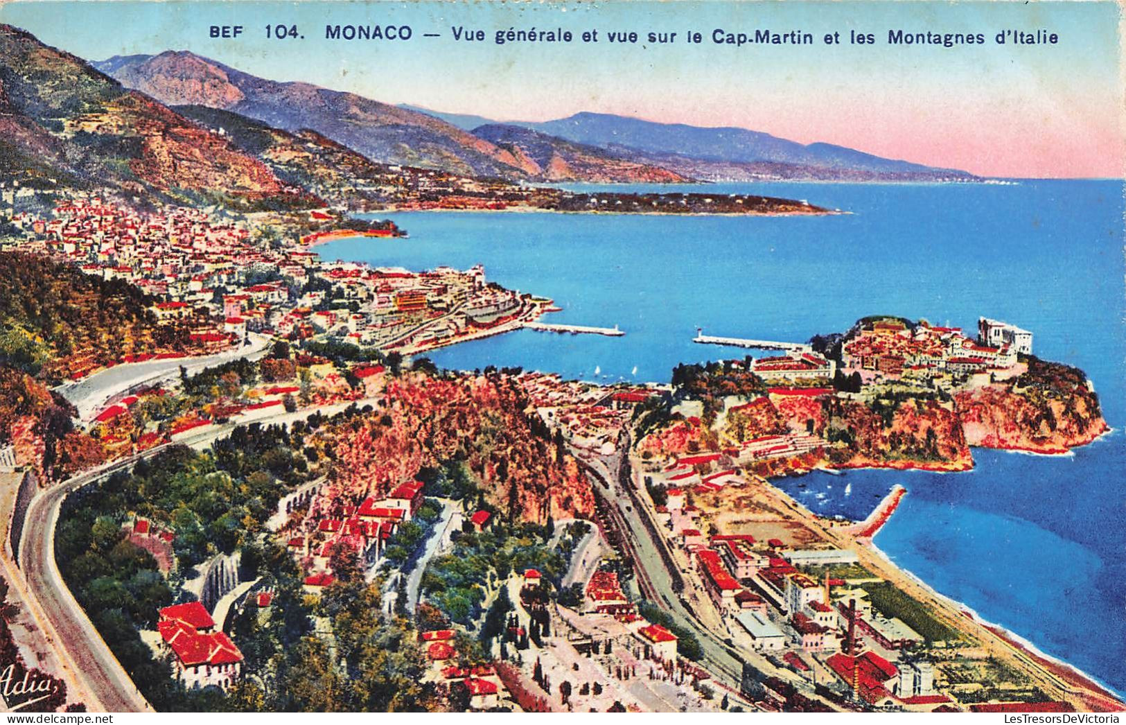 MONACO - Vue Générale Et Vue Sur Le Cap-Martin Et Les Montagnes D'Italie - Carte Postale Ancienne - Monte-Carlo