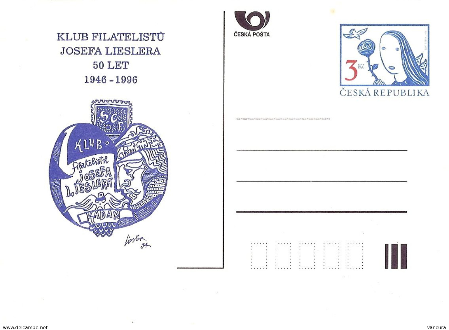 CDV B 55 A, B Czech Republic Kadan/Kaaden Stamp Collectors Club Of J. Liesler 1996 - Cartes Postales