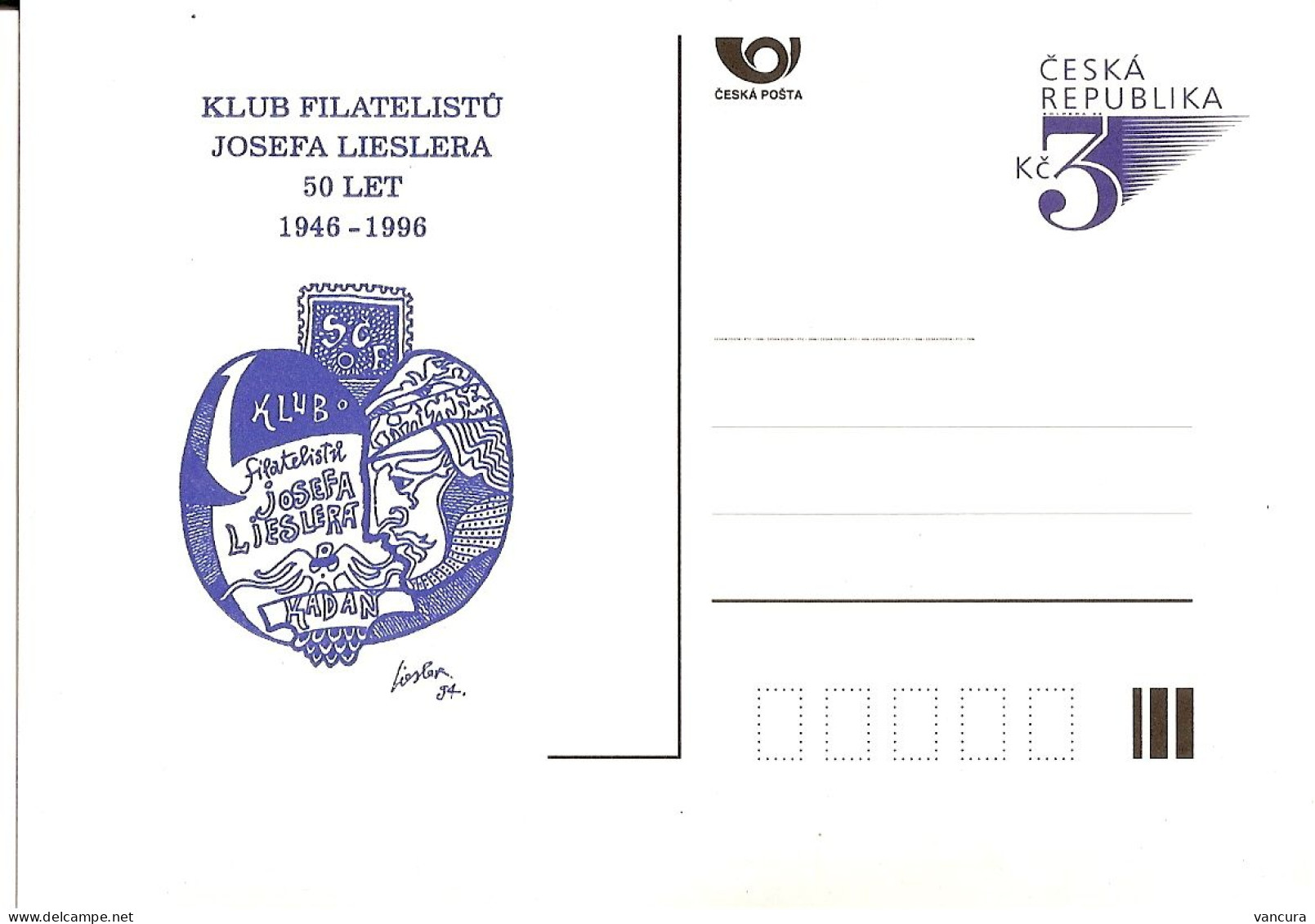 CDV B 55 A, B Czech Republic Kadan/Kaaden Stamp Collectors Club Of J. Liesler 1996 - Postkaarten