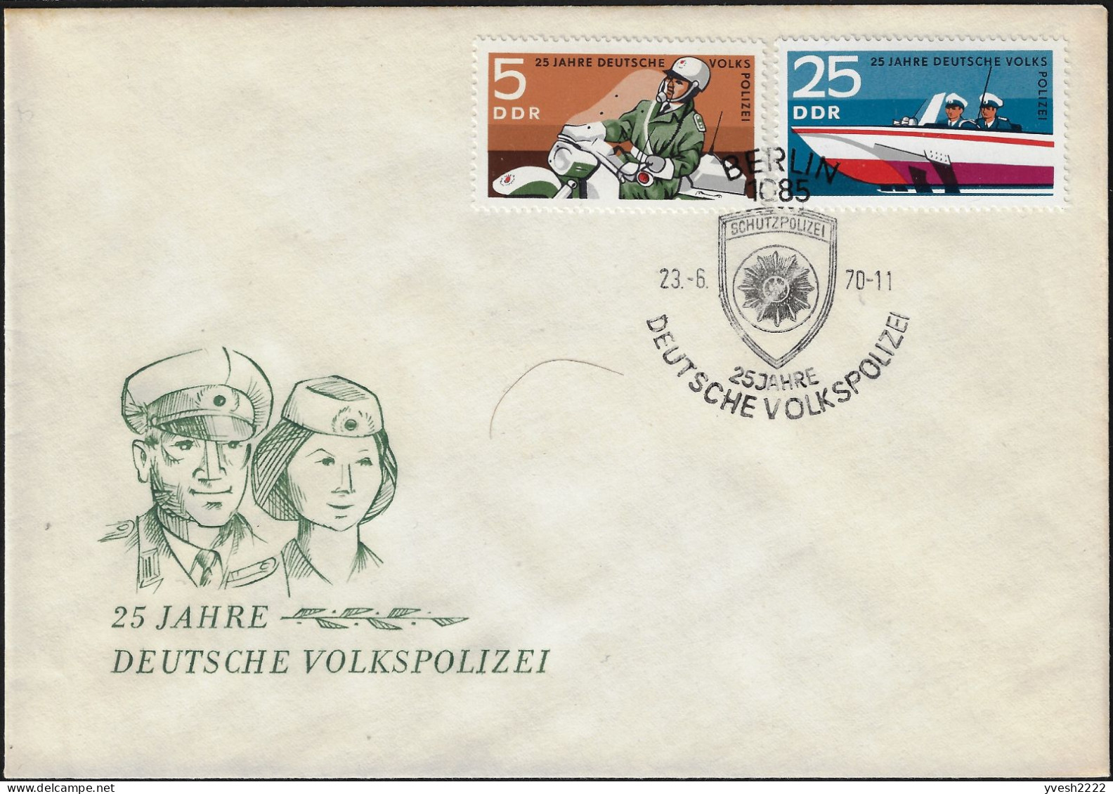 Allemagne De L'Est DDR 1970 Y&T 1292 à 1296 Sur FDC. 25 Ans De Police Populaire Nationale, Police Politique - Polizei - Gendarmerie