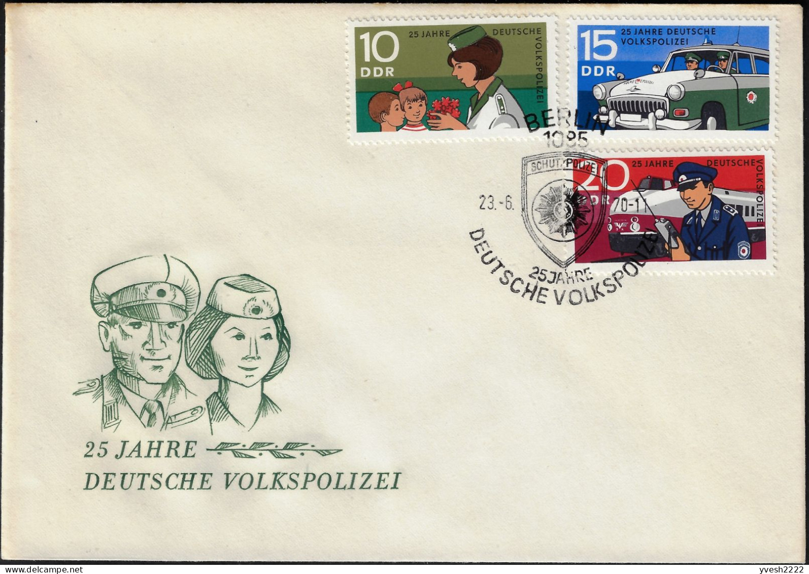 Allemagne De L'Est DDR 1970 Y&T 1292 à 1296 Sur FDC. 25 Ans De Police Populaire Nationale, Police Politique - Polizei - Gendarmerie