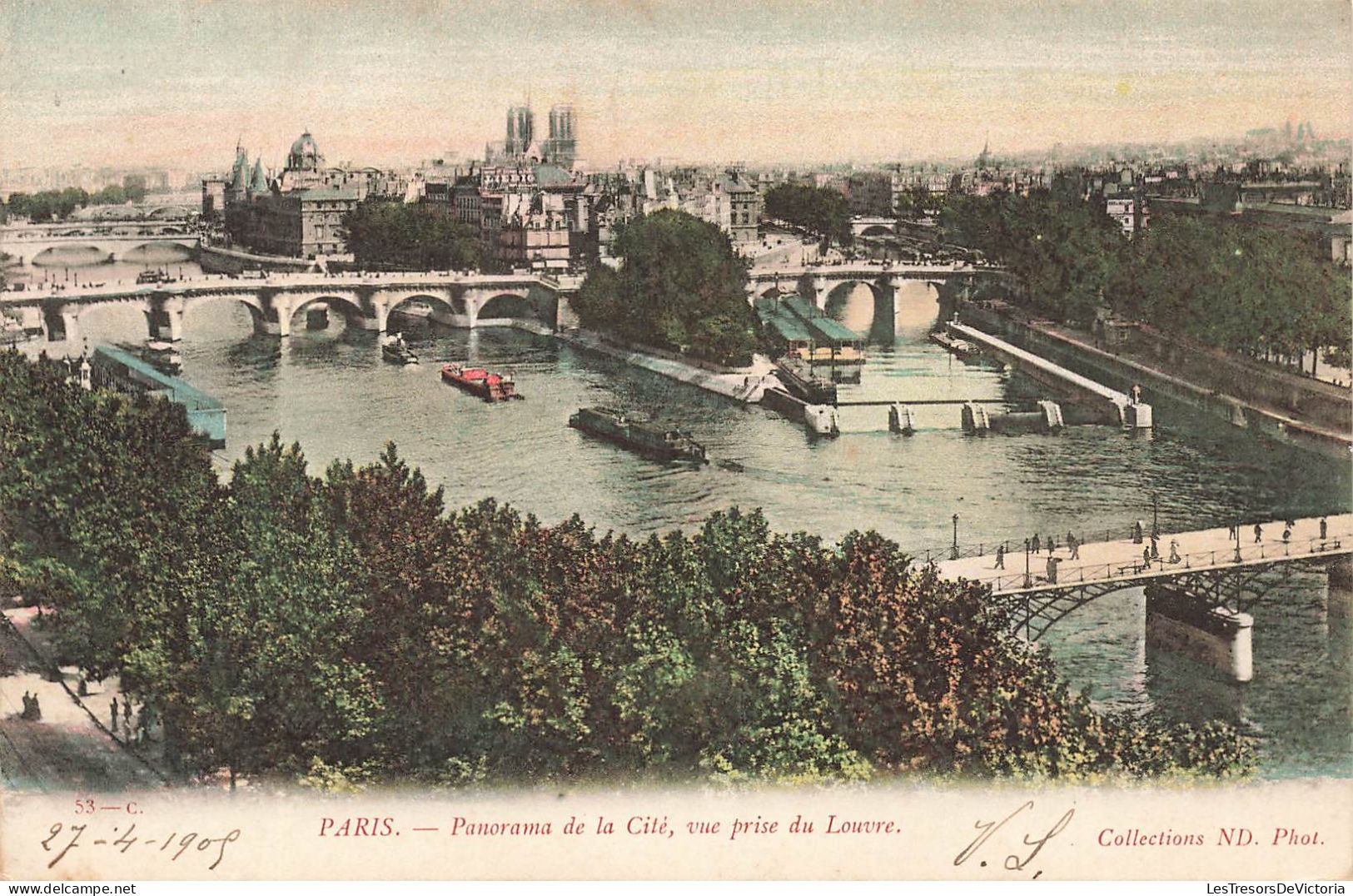 FRANCE - Paris - Panorama De La Cité - Vue Prise Du Louvre - Vue Sur Le Pont - Des Bateaux - Carte Postale Ancienne - Louvre