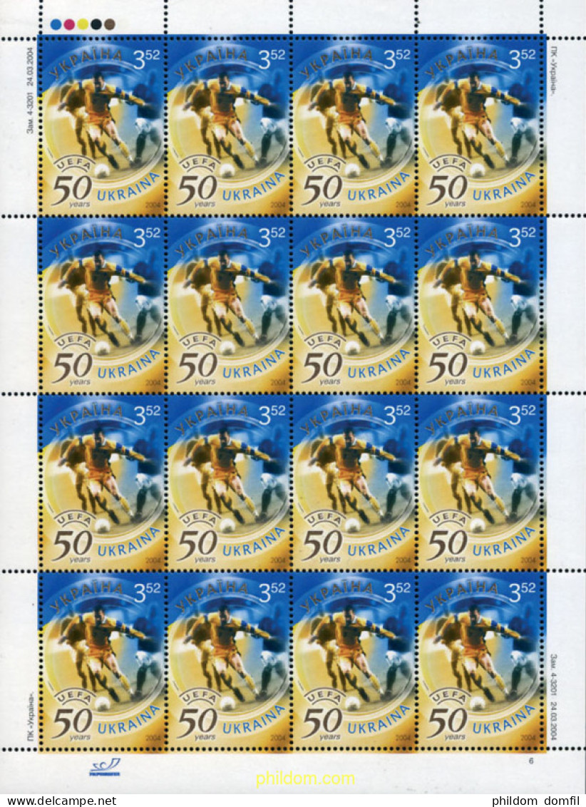 168851 MNH UCRANIA 2004 50 ANIVERSARIO DE LA UEFA - Ukraine