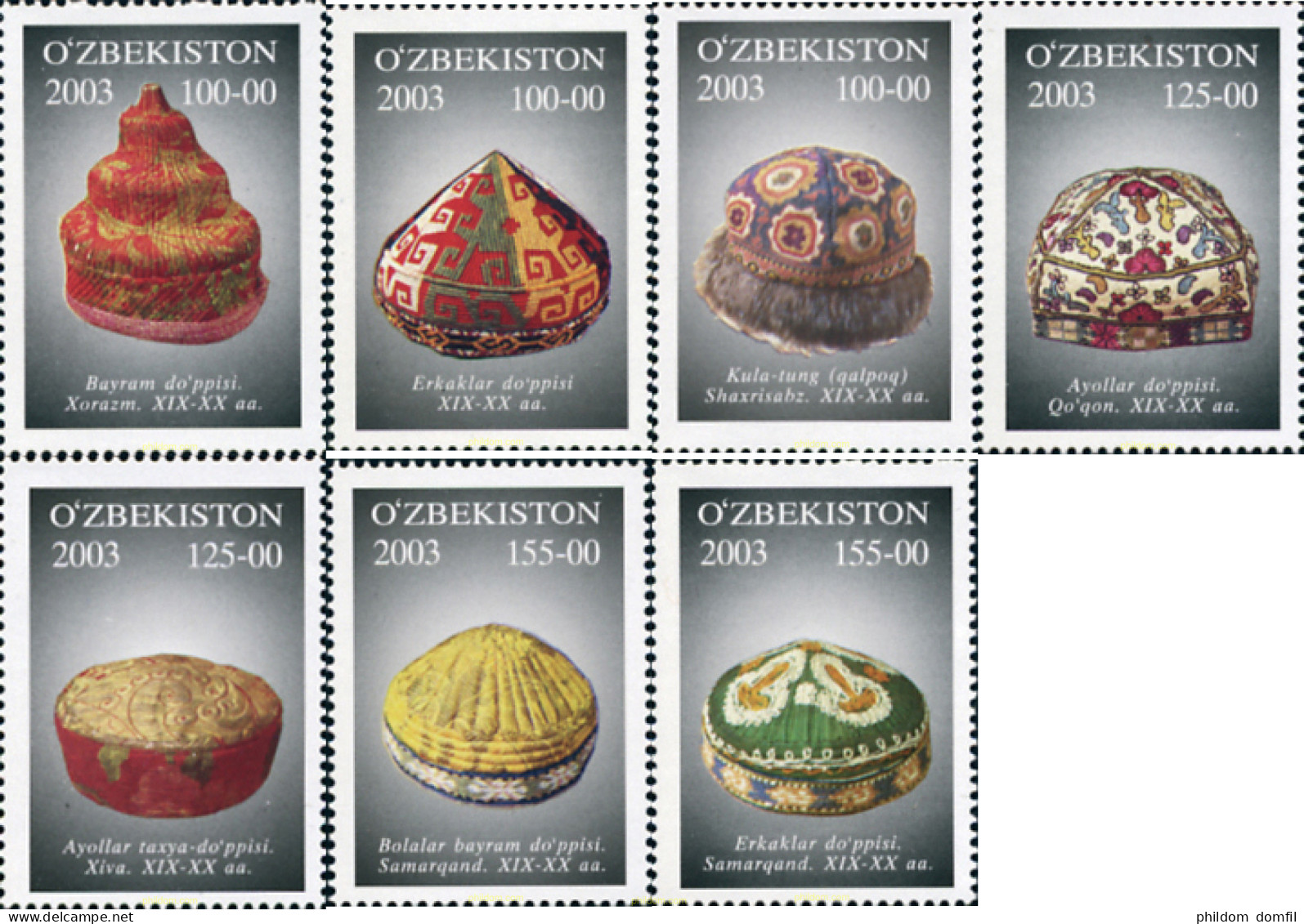 168889 MNH UZBEKISTAN 2003 SOMBREROS TRADICIONALES - Ouzbékistan