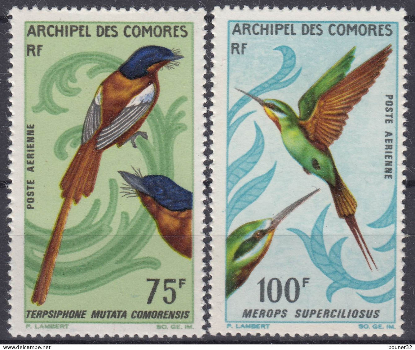 TIMBRE COMORES POSTE AERIENNE OISEAUX N° 20/21 NEUFS ** GOMME SANS CHARNIERE - Unused Stamps