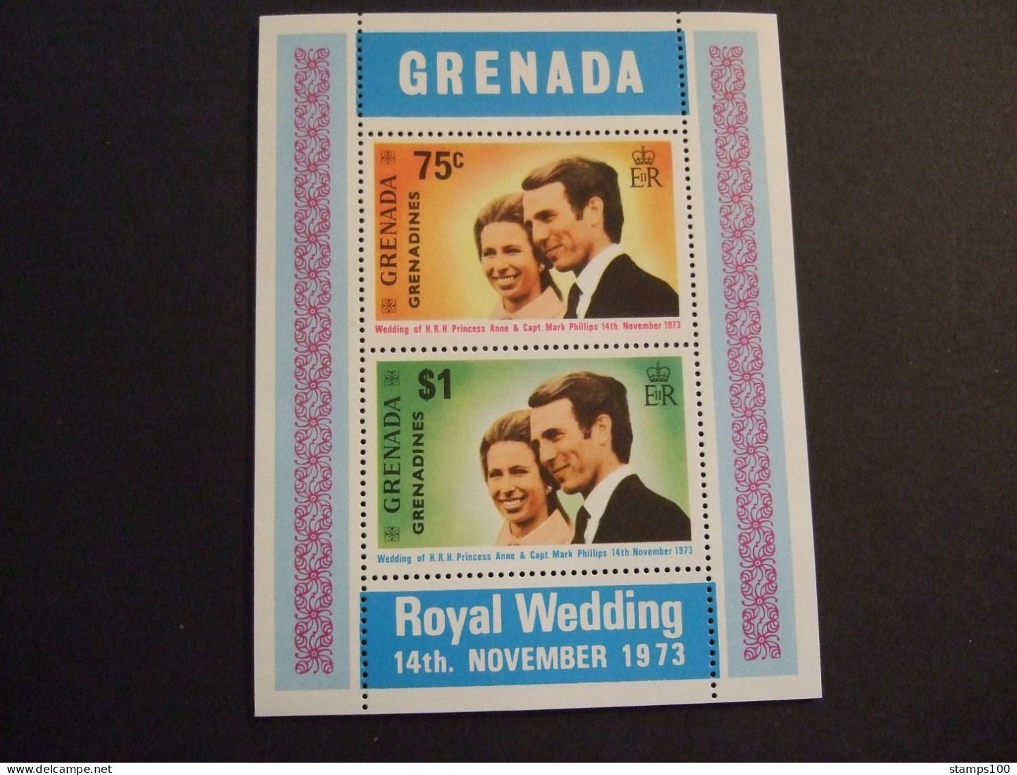 Grenada. 1973 Royal Wedding. MNH** Miniature Sheet (A2-TVN) - Grenade (...-1974)