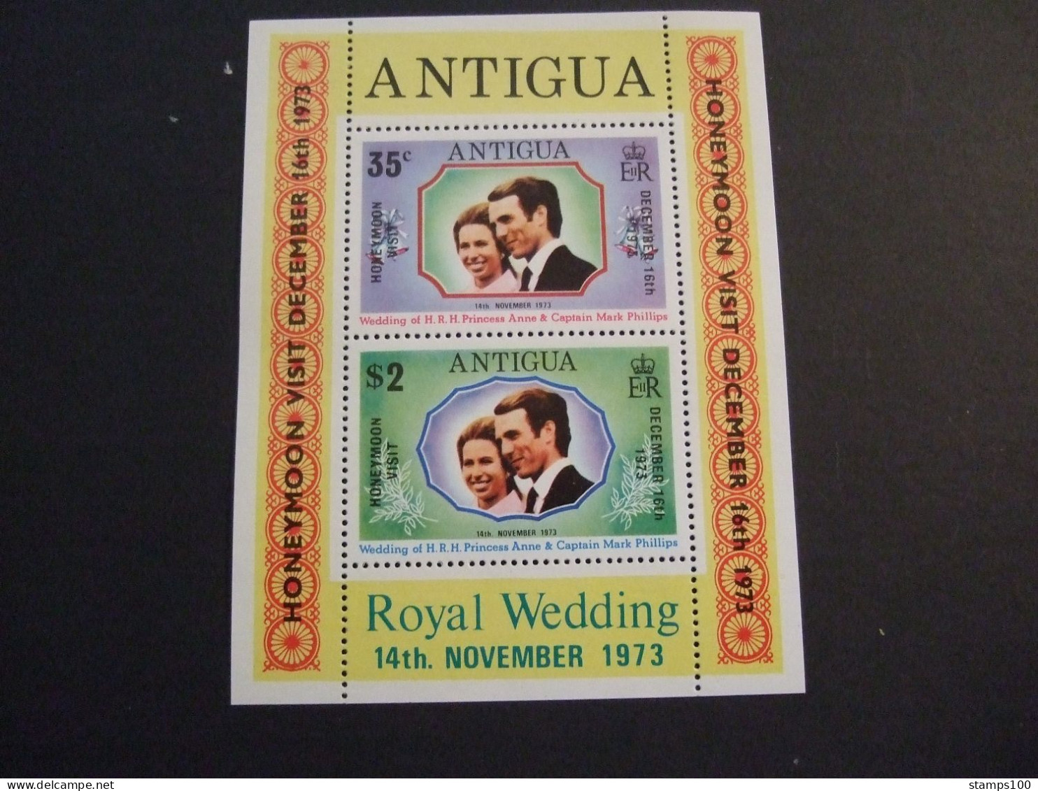 Antigua. 1973 Royal Wedding. MNH** Miniature Sheet (A2-TVN) - 1960-1981 Autonomie Interne