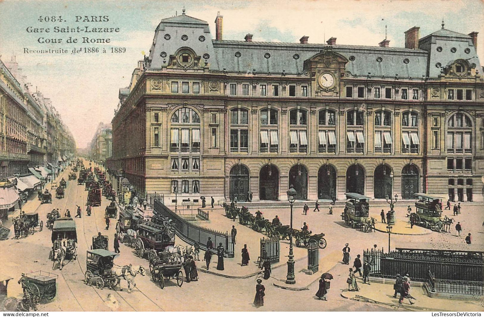 FRANCE - Paris - Vue Générale De La Gare Saint Lazare - Cour De Rome Reconstruite De 1886 à 1889- Carte Postale Ancienne - Metropolitana, Stazioni