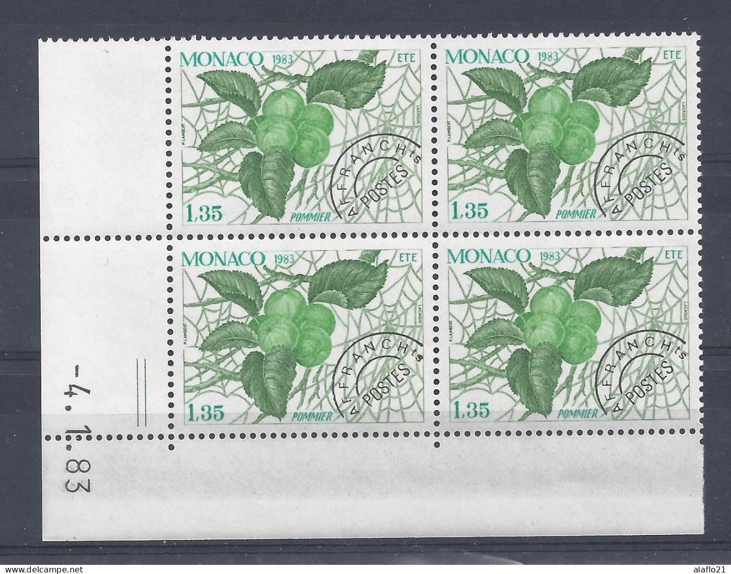 MONACO - PREO N° 79 - POMMIER - Bloc De 4 COIN DATE - NEUF SANS CHARNIERE - 4/1/83 - 2 Traits - Precancels