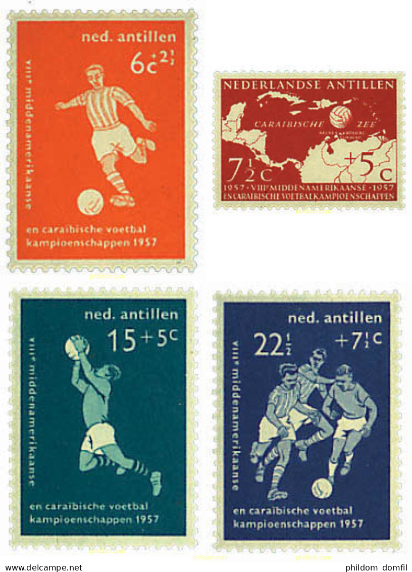 264876 HINGED ANTILLAS HOLANDESAS 1957 8 CAMPEONATOS CENTROAMERICANOS Y DEL CARIBE DE FUT - West Indies