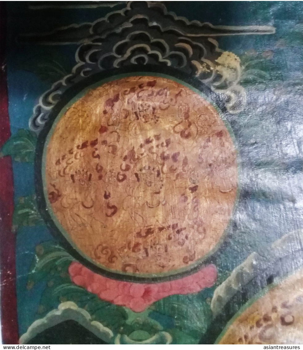 Tibetan Thangkha Art Picture 60 Years+ Old - Tantric Bharaib - Arte Asiático