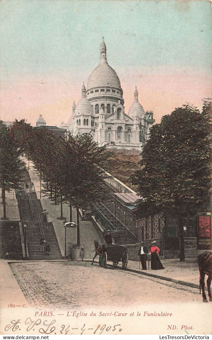 FRANCE - Paris - Vue Générale De L'église Du Sacré Cœur Et Le Funiculaire - L'escalier - Carte Postale Ancienne - Sacré-Coeur