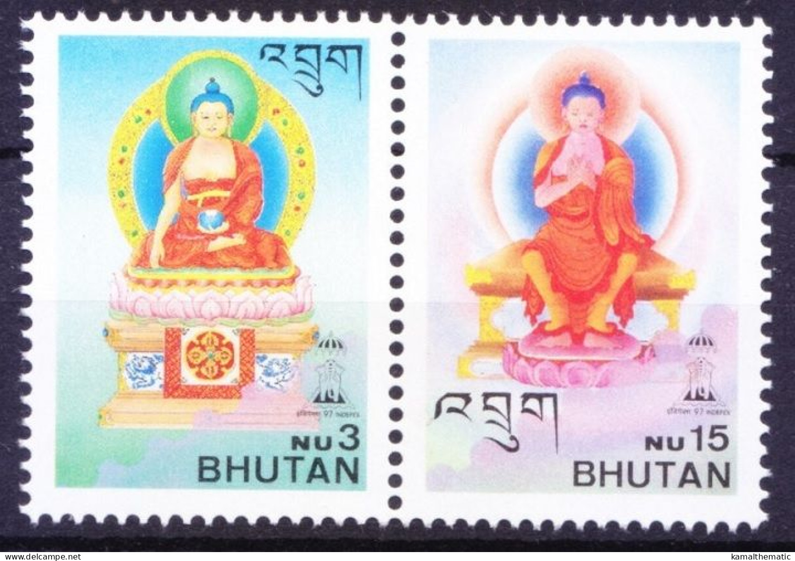 Bhutan 1997 MNH, Lord Buddha, Indepex 1997 - Buddismo