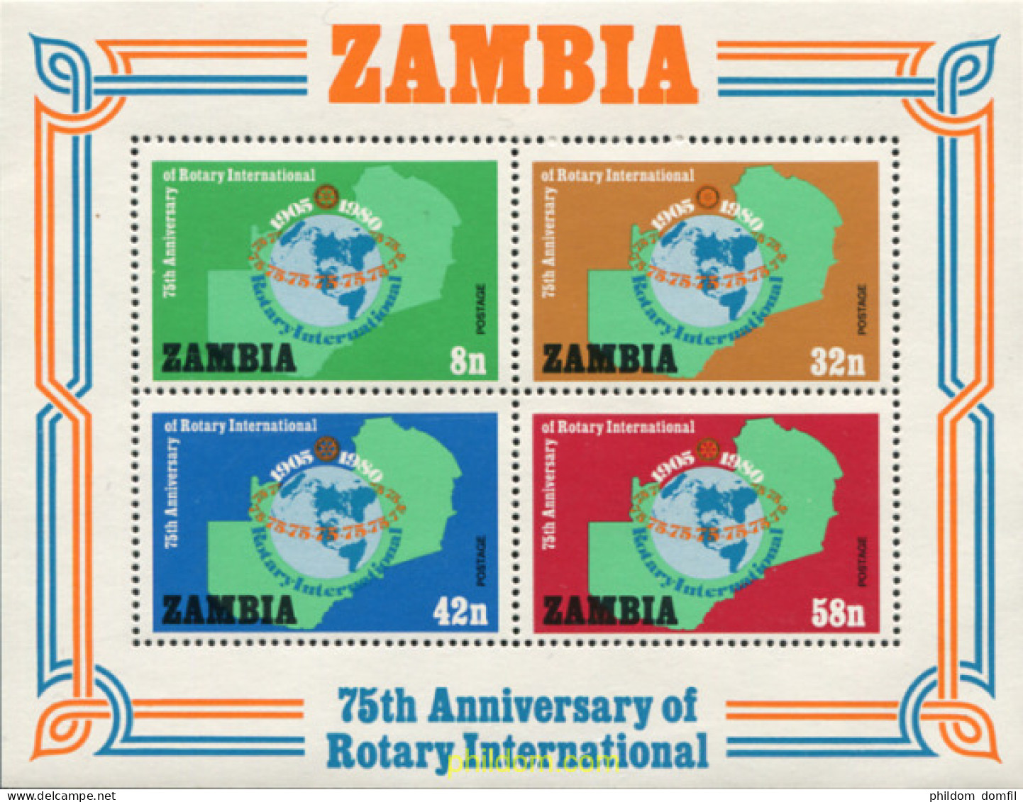 286799 MNH ZAMBIA 1980 75 ANIVERSARIO DEL ROTARY CLUB INTERNACIONAL - Zambie (1965-...)